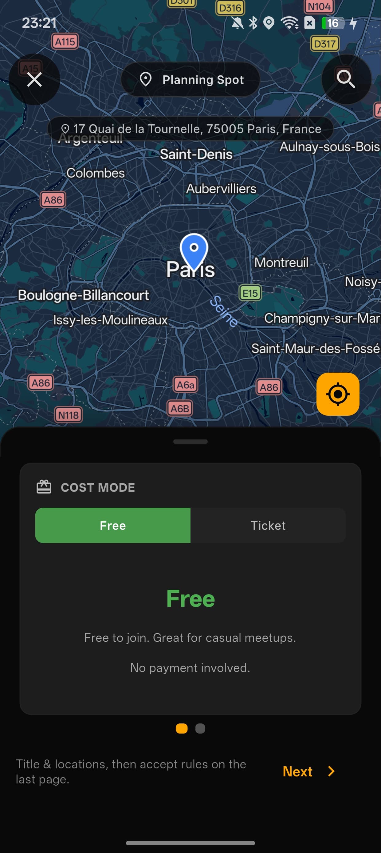 Crew app event map page preview